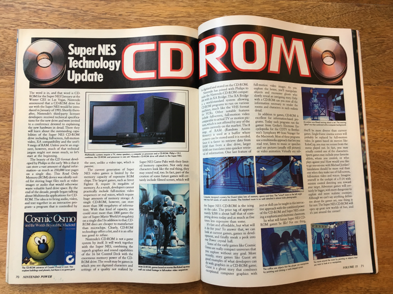 Nintendo Power’s April 1992 issue featured an extensive piece extolling the virtues of the SNES CD-ROM.